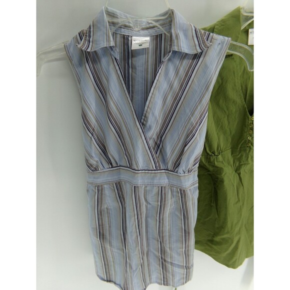 Lot of 2 Motherhood Maternity Collared Sleveless tank top size S green and blue - Picture 2 of 8